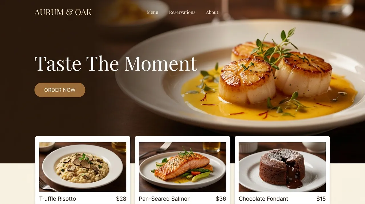 Contoh desain website restoran dengan menu & pemesanan makanan